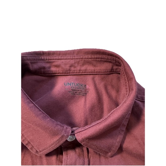 Untuckit Luxe Tee Maroon Button Down Long Sleeve Shirt Mens Sz XXL Reg Tall - Picture 3 of 8